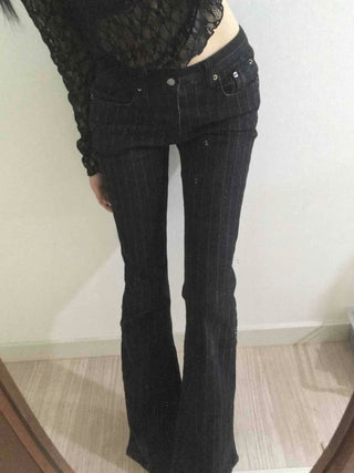 Pinstripe spandex bootcut pants