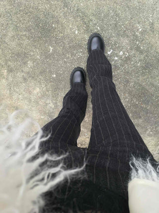 Pinstripe spandex bootcut pants