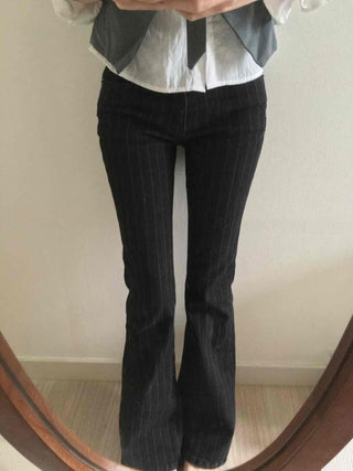Pinstripe spandex bootcut pants