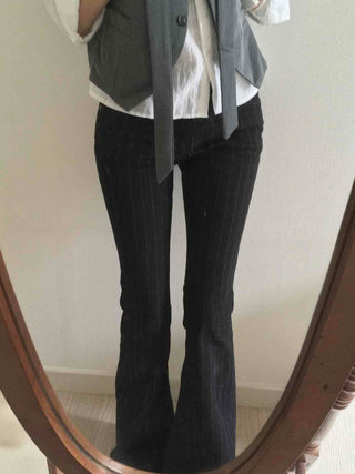 Pinstripe spandex bootcut pants