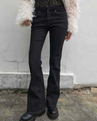 Pinstripe spandex bootcut pants