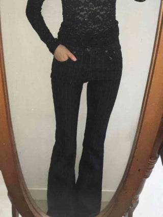 Pinstripe spandex bootcut pants