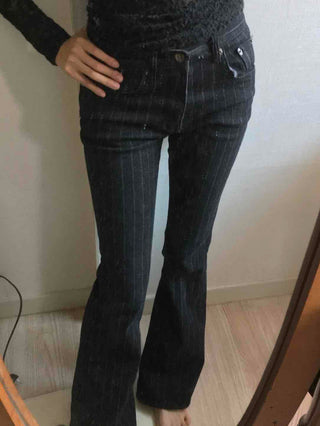 Pinstripe spandex bootcut pants