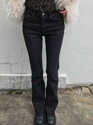 Pinstripe spandex bootcut pants