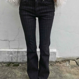 Pinstripe spandex bootcut pants