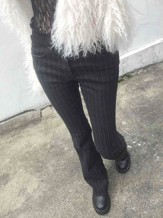 Pinstripe spandex bootcut pants