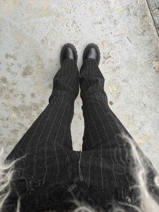 Pinstripe spandex bootcut pants