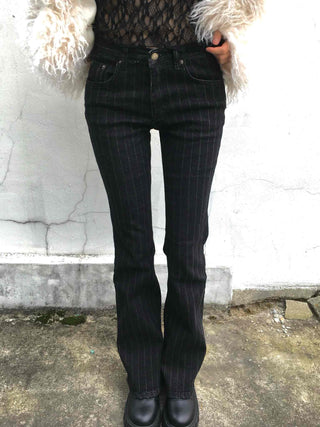 Pinstripe spandex bootcut pants