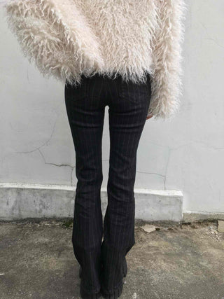 Pinstripe spandex bootcut pants