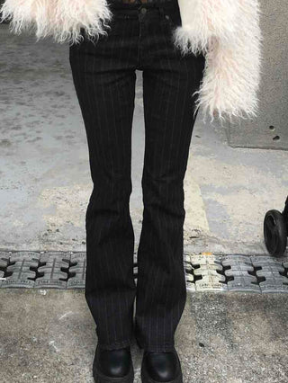 Pinstripe spandex bootcut pants