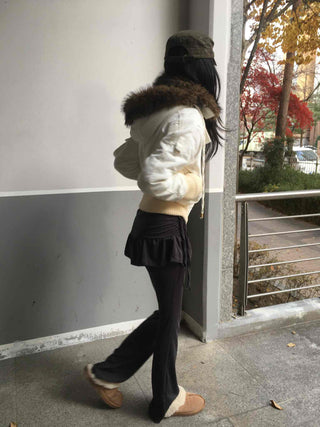 Winter Raccoon Hooded Suede Short Padded Jumper