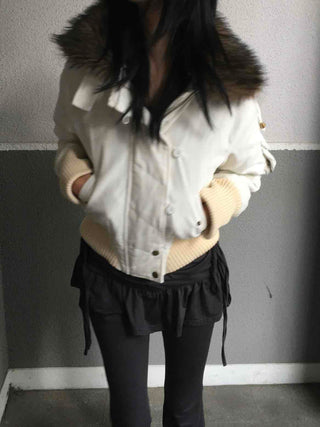 Winter Raccoon Hooded Suede Short Padded Jumper