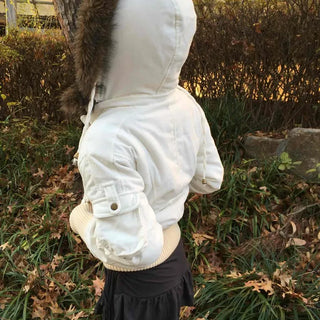 Winter Raccoon Hooded Suede Short Padded Jumper