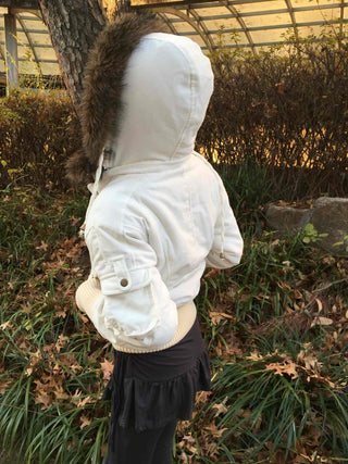 Winter Raccoon Hooded Suede Short Padded Jumper