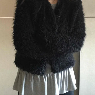 Shaggy Fur Hook Crop Short Bolero Cardigan