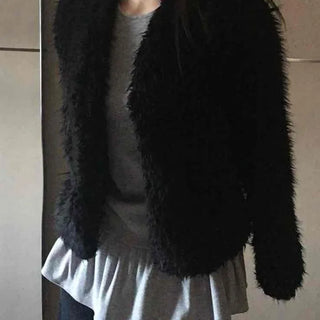 Shaggy Fur Hook Crop Short Bolero Cardigan