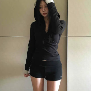 Modern Slim Fit V-Neck Crop Long Sleeve T-Shirt