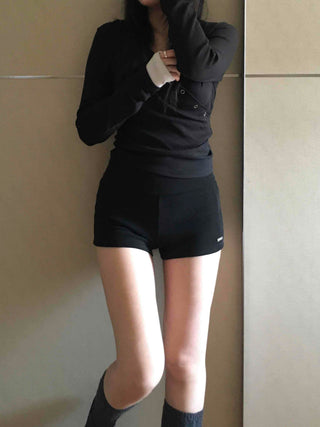 Modern Slim Fit V-Neck Crop Long Sleeve T-Shirt