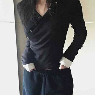 Modern Slim Fit V-Neck Crop Long Sleeve T-Shirt