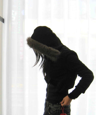 Big Collar Eco-fur Slim Waist Drawstring Zip-up