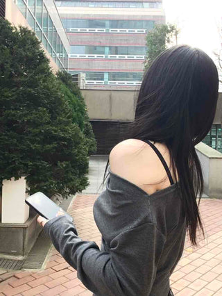 Glam & Chic Poly Neckline Crop Long Sleeve T-shirt