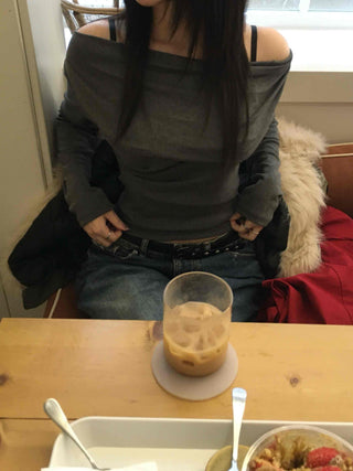 Glam & Chic Poly Neckline Crop Long Sleeve T-shirt