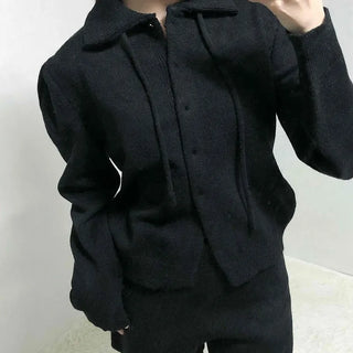 Tailored Collar Crop Jacket + High-Waisted Shorts Two-Piece Set