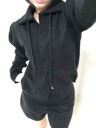 Tailored Collar Crop Jacket + High-Waisted Shorts Two-Piece Set