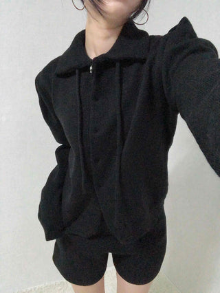 Tailored Collar Crop Jacket + High-Waisted Shorts Two-Piece Set