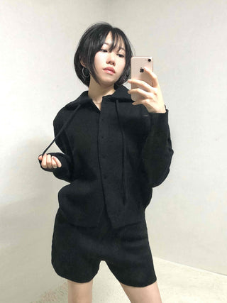 Tailored Collar Crop Jacket + High-Waisted Shorts Two-Piece Set