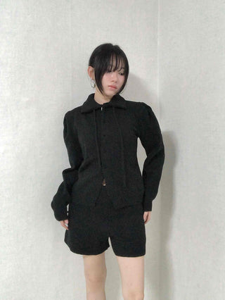 Tailored Collar Crop Jacket + High-Waisted Shorts Two-Piece Set