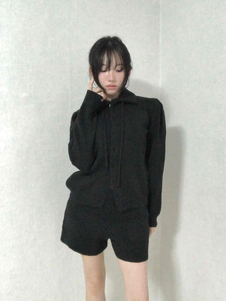 Tailored Collar Crop Jacket + High-Waisted Shorts Two-Piece Set