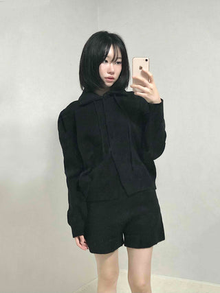 Tailored Collar Crop Jacket + High-Waisted Shorts Two-Piece Set