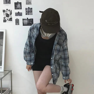 Nari Vintage Check Oversized Shirt