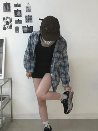 Nari Vintage Check Oversized Shirt