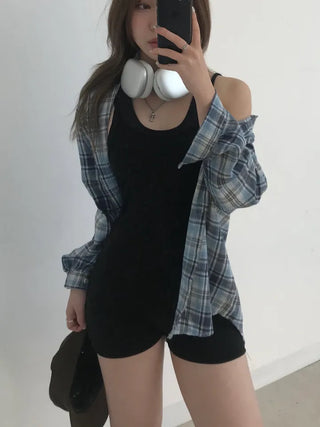 Nari Vintage Check Oversized Shirt