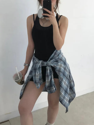 Nari Vintage Check Oversized Shirt