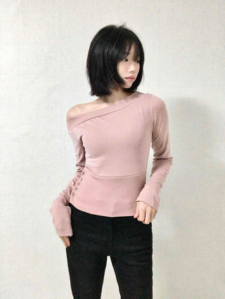 Sexy Fit Off-Shoulder Side Button Slim Fit Sweatshirt
