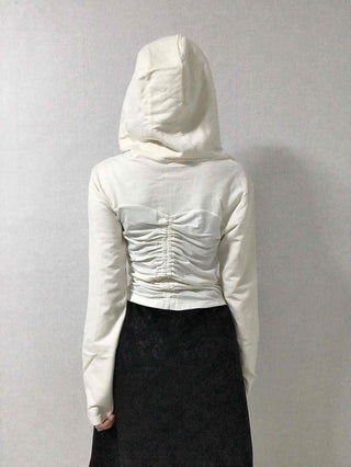 Daily Shirred String Loose Fit Long Sleeve Hoodie