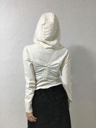 Daily Shirred String Loose Fit Long Sleeve Hoodie