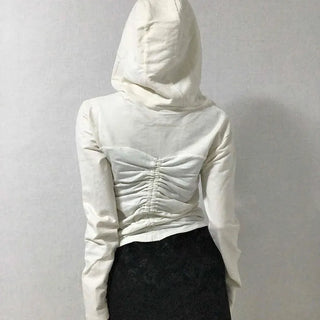 Daily Shirred String Loose Fit Long Sleeve Hoodie