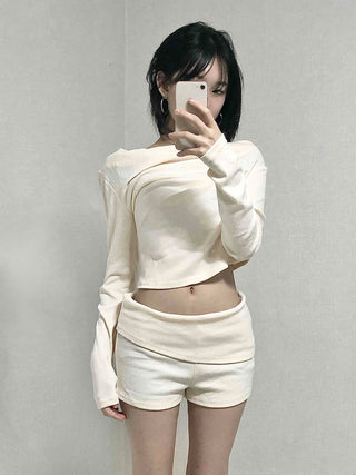 Shirred Off-Shoulder Loose-Fit Warmer Two-Piece