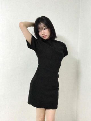 Chic Turtleneck Slim Fit Short Sleeve Mini Dress