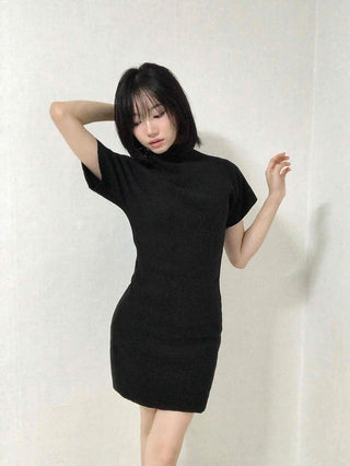 Chic Turtleneck Slim Fit Short Sleeve Mini Dress
