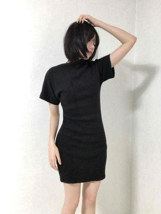 Chic Turtleneck Slim Fit Short Sleeve Mini Dress