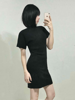 Chic Turtleneck Slim Fit Short Sleeve Mini Dress