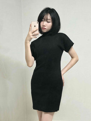 Chic Turtleneck Slim Fit Short Sleeve Mini Dress