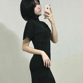 Chic Turtleneck Slim Fit Short Sleeve Mini Dress