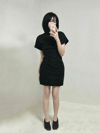 Chic Turtleneck Slim Fit Short Sleeve Mini Dress