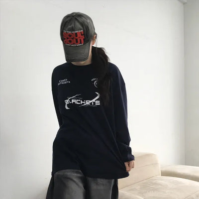 Saro Loose Fit Lettering Long Sleeve Tee